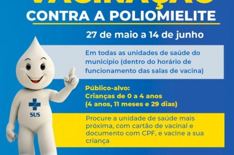 Campanha de vacinação contra poliomielite começa nesta segunda