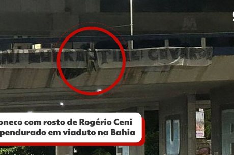 Boneco com foto de Rogério Ceni é pendurado em viaduto em Salvador